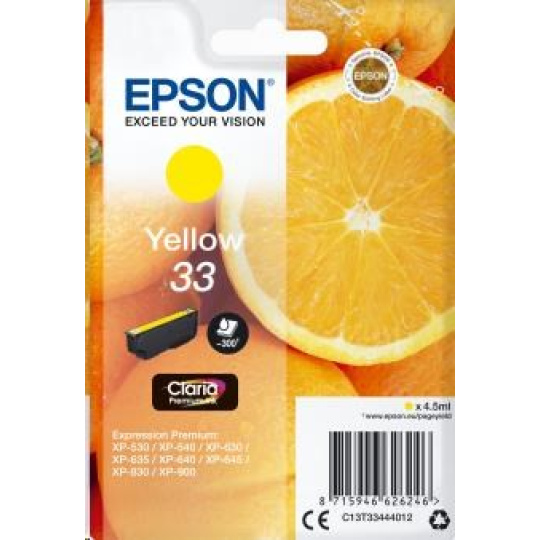 EPSON ink bar Singlepack "Pomeranč" Yellow 33 Claria Premium Ink