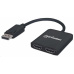 Manhattan rozbočovač, MST hub DisplayPort na Dual HDMI (M/F), černá