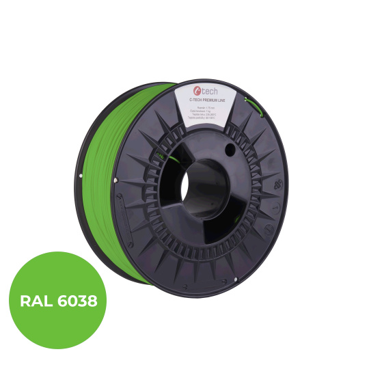 C-TECH Filament  PREMIUM LINE TPU 90A flexibilní luminiscenční zelená RAL6038