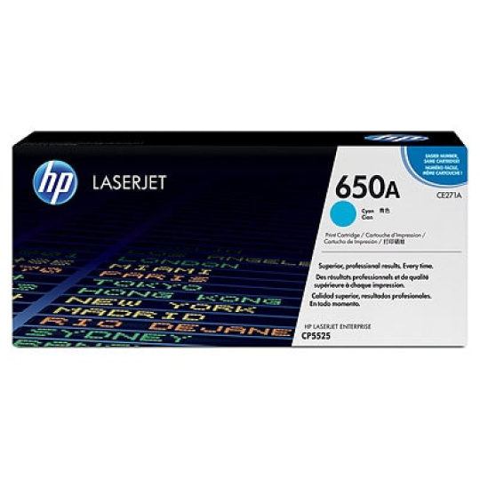 HP 650A Cyan LJ Toner Cart, CE271A (15,000 pages)