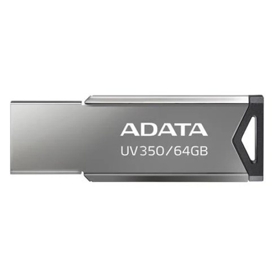 ADATA Flash Disk 64GB UV350, USB 3.2 Dash Drive, tmavě stříbrná textura kov