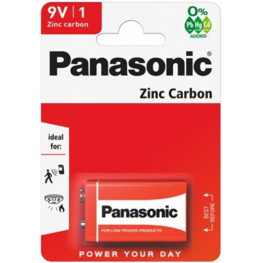 PANASONIC Zinkouhlíkové baterie Zinc Carbon 6F22RZ/1BP 9V (1 ks)