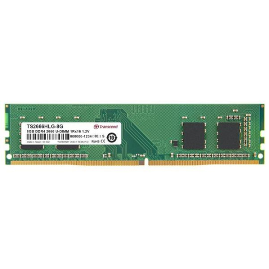 TRANSCEND DIMM DDR4 8GB 2666MHz 1Rx16 1Gx16 CL19 1.2V