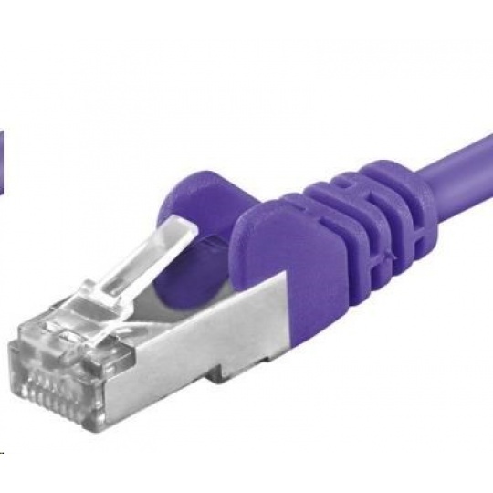 PREMIUMCORD Patch kabel CAT6a S-FTP, RJ45-RJ45, AWG 26/7 1m fialová