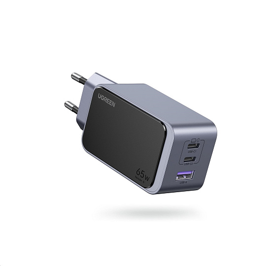 UGREEN síťová rychlonabíječka Nexode S 65W 3-Port, 2x USB-C,1x USB-A, GaN, stříbrná
