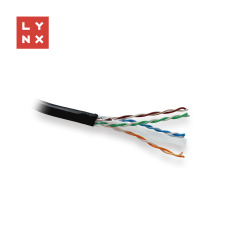 LYNX UTP kabel, Cat6, PE (Fca), celoměděný, venkovní, černý, box 305m LYNX UTP kabel, Cat6, PE (Fca), celoměděný, venkovní, černý, box 305m