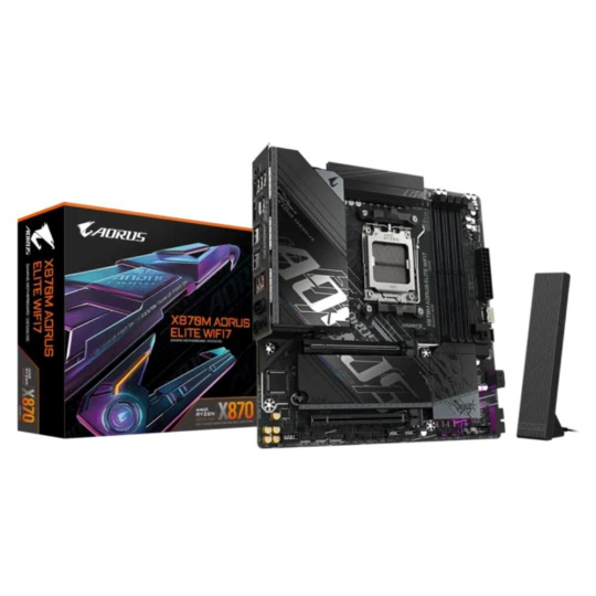 GIGABYTE MB Sc AM5 X870M A ELITE WF7, AMD X870, 4xDDR5, 2xUSB-C, 2xHDMI, Wifi, mATX GIGABYTE MB Sc AM5 X870M A ELITE WF7, AMD X870, 4xDDR5, 2xUSB-C, 2xHDMI, Wifi, mATX