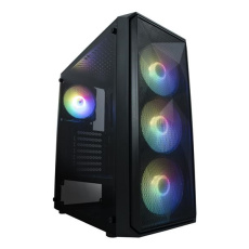 VeinX case ME19A Mid Tower, bez zdroje, 1x USB3.0, 1x USB2.0, 4x 120mm ARGB Fan, 1x ARGB Controller, černá