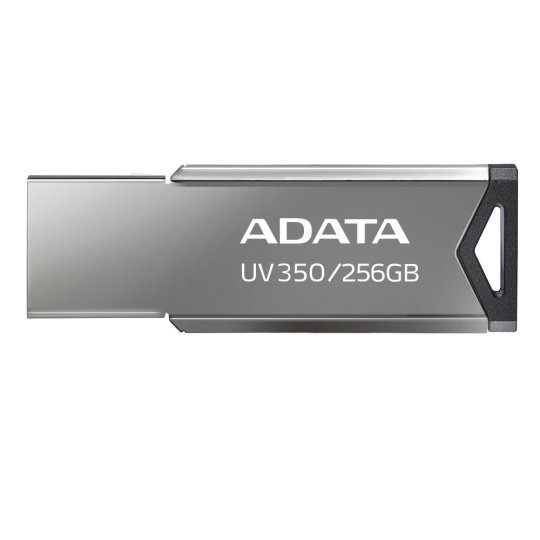 ADATA Flash Disk 256GB UV350, USB 3.2 Dash Drive, tmavě stříbrná textura kov ADATA Flash Disk 256GB UV350, USB 3.2 Dash Drive, tmavě stříbrná textura kov