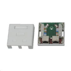 Zásuvka STP 2x RJ45 Cat5E, blok 110, na omítku Zásuvka STP 2x RJ45 Cat5E, blok 110, na omítku