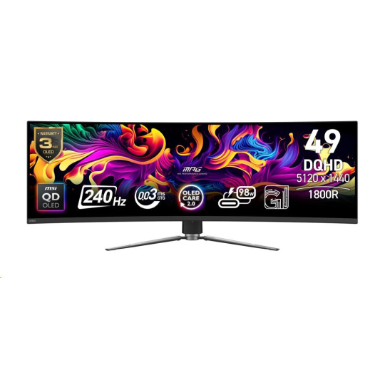 MSI LCD MPG 491CQPX QD-OLED, 49", 5120x1440, QD-OLED, 0,03ms, VESA 100x100, Black