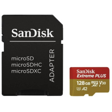 SanDisk micro SDXC karta 128GB Extreme PLUS (200 MB/s Class 10, UHS-I U3 V30) + adaptér SanDisk micro SDXC karta 128GB Extreme PLUS (200 MB/s Class 10, UHS-I U3 V30) + adaptér