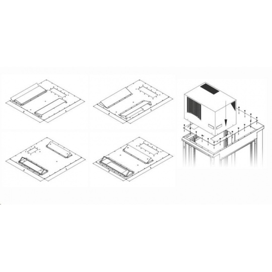 TRITON montážní redukce ke klimatizaci X1 a X2 do hloubky rozvaděče 600 x 1000 mm, černá