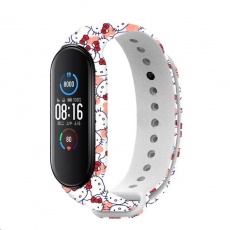 RhinoTech řemínek pro Xiaomi Mi Band 5 bílá - motiv kočička RhinoTech řemínek pro Xiaomi Mi Band 5 bílá - motiv kočička