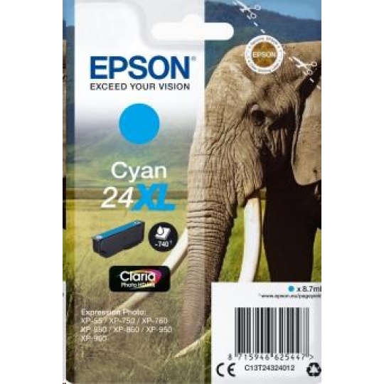 EPSON ink bar Singlepack "Slon" Cyan 24XL Claria Photo HD Ink