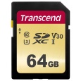 TRANSCEND SDXC karta 64GB 500S, UHS-I U3 V30 (R:95/W:50 MB/s)