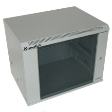 XtendLan 19" nástěnný rozvaděč 9U 600x450, nosnost 60 kg, skleněné kouřové dveře, svařovaný, šedý
