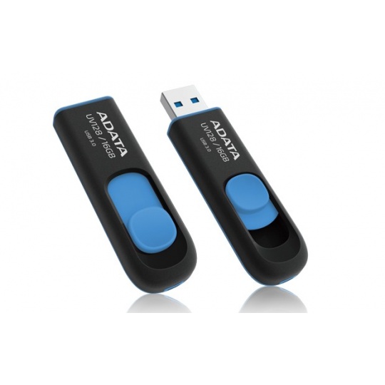 ADATA Flash Disk 16GB UV128, USB 3.1 Dash Drive (R:40/W:25 MB/s) černá/modrá