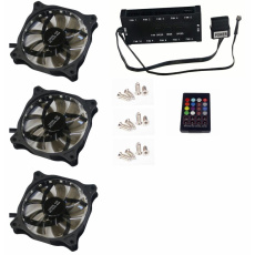 EUROCASE ventilátor RGB 120mm (FullControl spot Led), set 3ks + controller