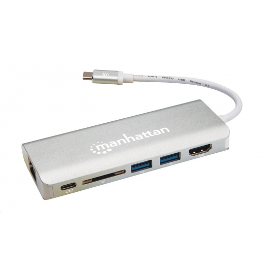 MANHATTAN Dokovací stanice USB-C Multiport na HDMI, USB 3.0, USB-C, RJ45, Card reader