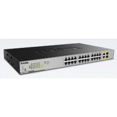 D-Link DGS-1026MP 26-Port Gigabit PoE Switch, 24x gigabit PoE RJ45, 2x gigabit RJ45/SFP, PoE budget 370W