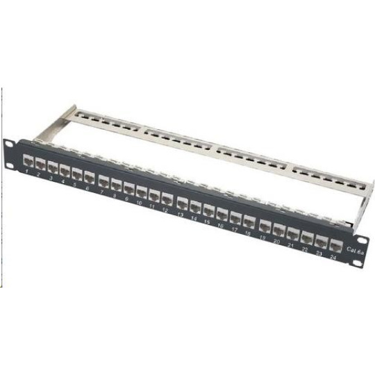 XtendLan Patch panel, 19'', 24 portů, vyjmutelné keystone, Cat6a, stíněný