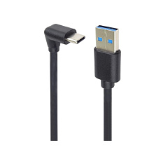 PremiumCord Kabel USB typ C/M zahnutý konektor 90° - USB 3.0 A/M, 1m