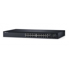 DELL Networking N1524P, PoE+, 24x 1GbE + 4x 10GbE SFP+ fixed ports, Stacking, IO to PSU airflow, AC DELL Networking N1524P, PoE+, 24x 1GbE + 4x 10GbE SFP+ fixed ports, Stacking, IO to PSU airflow, AC