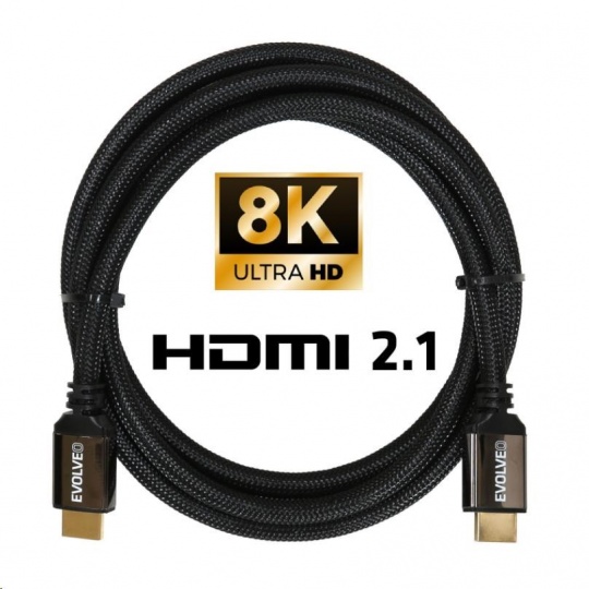 EVOLVEO XXtremeCord, kabel HDMI 2.1, 1m, podpora 8K ULTRA HD, 4K, 2K a FHD, 48Gbps
