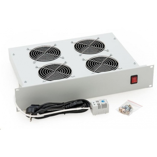 TRITON 19" ventilační jednotka, 4 vent.-230V/140W, termost.,šedá,mezi komponenty