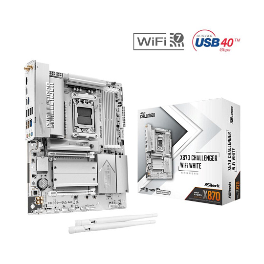 ASRock MB Sc AM5 X870 Challenger WiFi WHITE, AMD X870, 4xDDR5, 1xHDMI, 2xUSB4, WiFi ASRock MB Sc AM5 X870 Challenger WiFi WHITE, AMD X870, 4xDDR5, 1xHDMI, 2xUSB4, WiFi