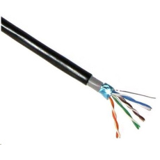 POŠKOZENÝ OBAL -  FTP kabel LYNX Cat5E, drát, dvojitý venkovní PE+PVC, černý, 305m cívka - BAZAR