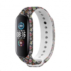 RhinoTech řemínek pro Xiaomi Mi Band 5 černá - motiv lebky RhinoTech řemínek pro Xiaomi Mi Band 5 černá - motiv lebky
