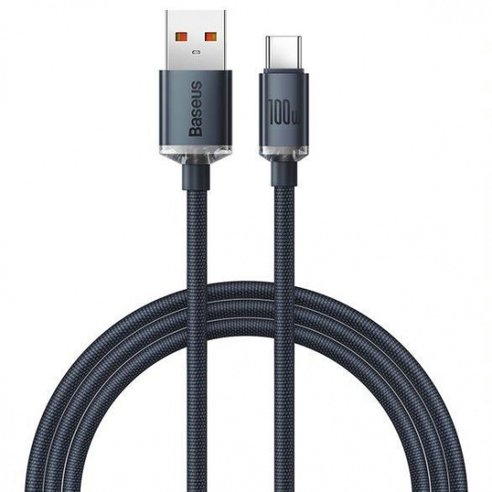 Baseus Crystal Shine Series nabíjecí / datový kabel USB-A / USB-C 100W 1,2m, černá