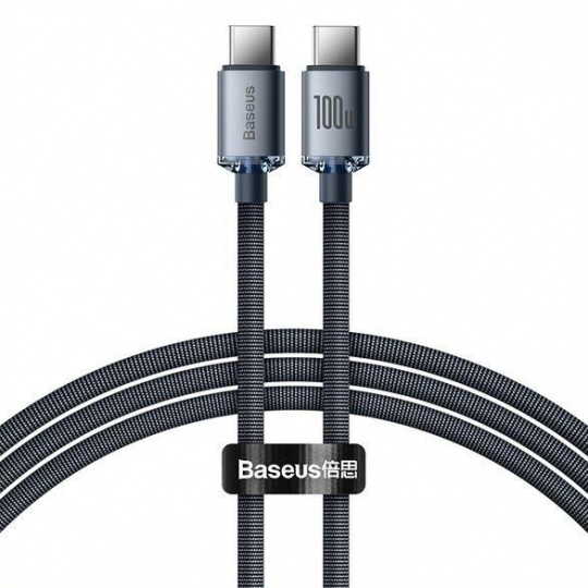 Baseus Crystal Shine Series nabíjecí / datový kabel USB-C / USB-C 100W 1,2m, černá