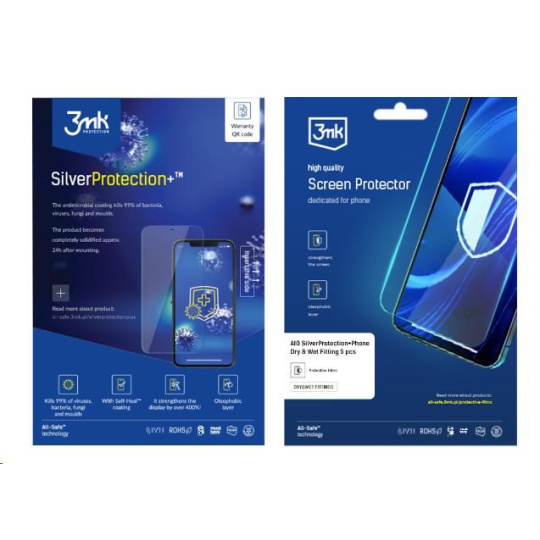 3mk All-Safe - AIO fólie SilverProtection+ Dry & Wet Fitting Phone, 5 ks