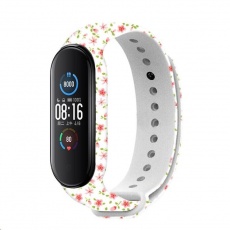 RhinoTech řemínek pro Xiaomi Mi Band 5 bílá - motiv tulipán RhinoTech řemínek pro Xiaomi Mi Band 5 bílá - motiv tulipán