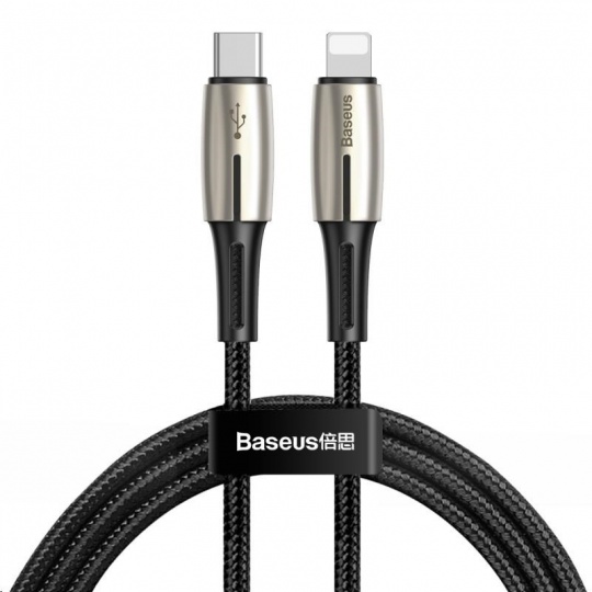 Baseus Waterdrop Series nabíjecí / datový kabel USB-C na Lightning 1,3m, černá