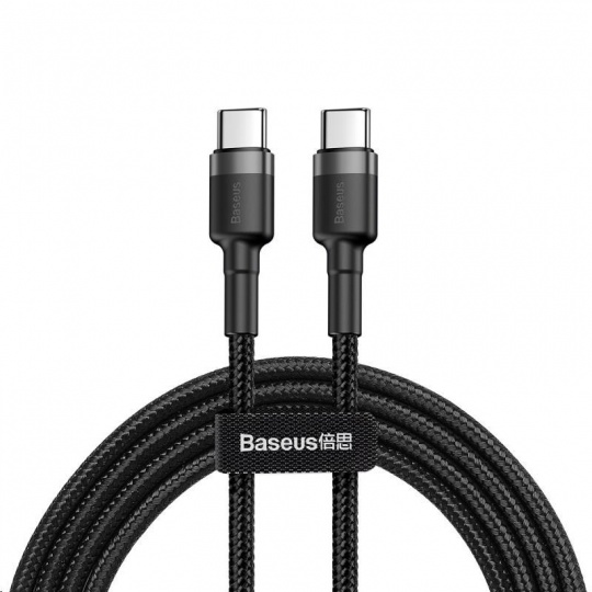 Baseus Cafule Series nabíjecí / datový kabel USB-C na USB-C PD2.0 60W Flash 2m, šedá-černá