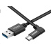 Datový a nabíjecí kabel USB - USB Type-C, 100cm, konektor v úhlu 90°, černý