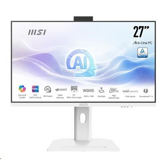 MSI PC AiO Modern AM273QP AI 1UM-429XEU, Ultra 7 155H, 27" WQHD, Anti-Glare, 16GB, 512GB SSD, N/A, No OS, White MSI PC AiO Modern AM273QP AI 1UM-429XEU, Ultra 7 155H, 27" WQHD, Anti-Glare, 16GB, 512GB SSD, N/A, No OS, White