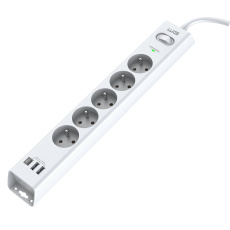 WG - Přepěťová ochrana 5 slotů + 2x USB-A + 1x USB-C, kabel 1,5 metru, bílá WG - Přepěťová ochrana 5 slotů + 2x USB-A + 1x USB-C, kabel 1,5 metru, bílá