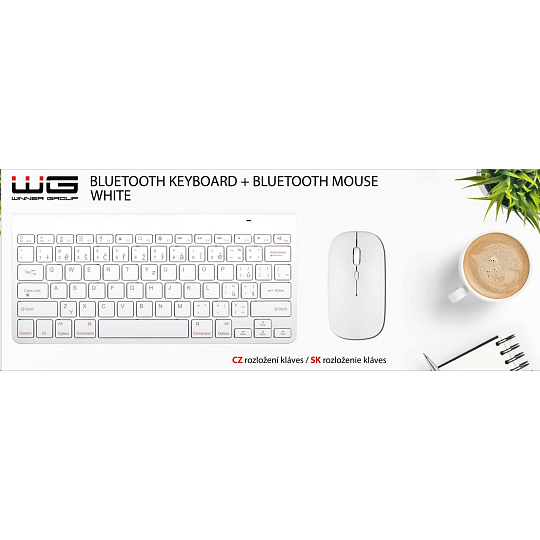 WG - Bluetooth klávesnice s myší, bílá - poskozen obal