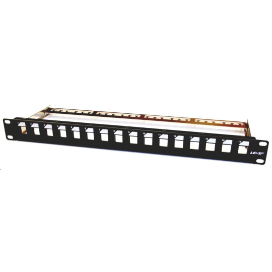 BAZAR - 19" modulární patch panel LEXI-Net 16port, černý - POŠKOZENÝ OBAL BAZAR - 19" modulární patch panel LEXI-Net 16port, černý - POŠKOZENÝ OBAL