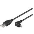 PremiumCord Kabel micro USB 2.0, A-B, konektor do úhlu 90° 3m (černý)