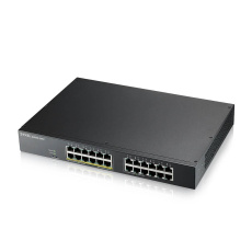 Zyxel GS1915-24EP, 24-port GbE, 12 port PoE, 130 Watt 802.3at, rackmount, fanless, Smart hybrid mode Switch, standalone