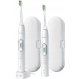 Philips Sonicare 6100 HX6877/34 elektrický zubní kartáček, sada 2 kusů, časovač, cestovní pouzdro, bílá