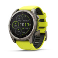 Garmin - fenix 8 Solar Sapphire - 51 mm - Titanium with Amp Yellow | Graphite Silicone Band, EU