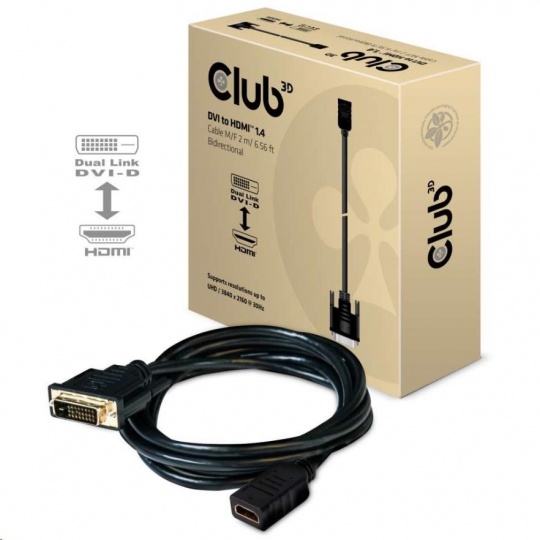 Club3D Kabel DVI-D na HDMI 1.4, (M/F), 2m