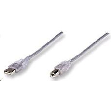 MANHATTAN Kabel USB 2.0 A-B propojovací 1,8m (stříbrný) MANHATTAN Kabel USB 2.0 A-B propojovací 1,8m (stříbrný)